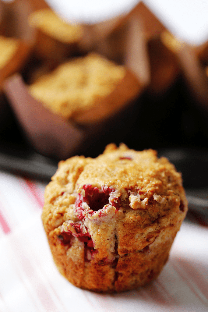 Raspberry and cream cheese muffin